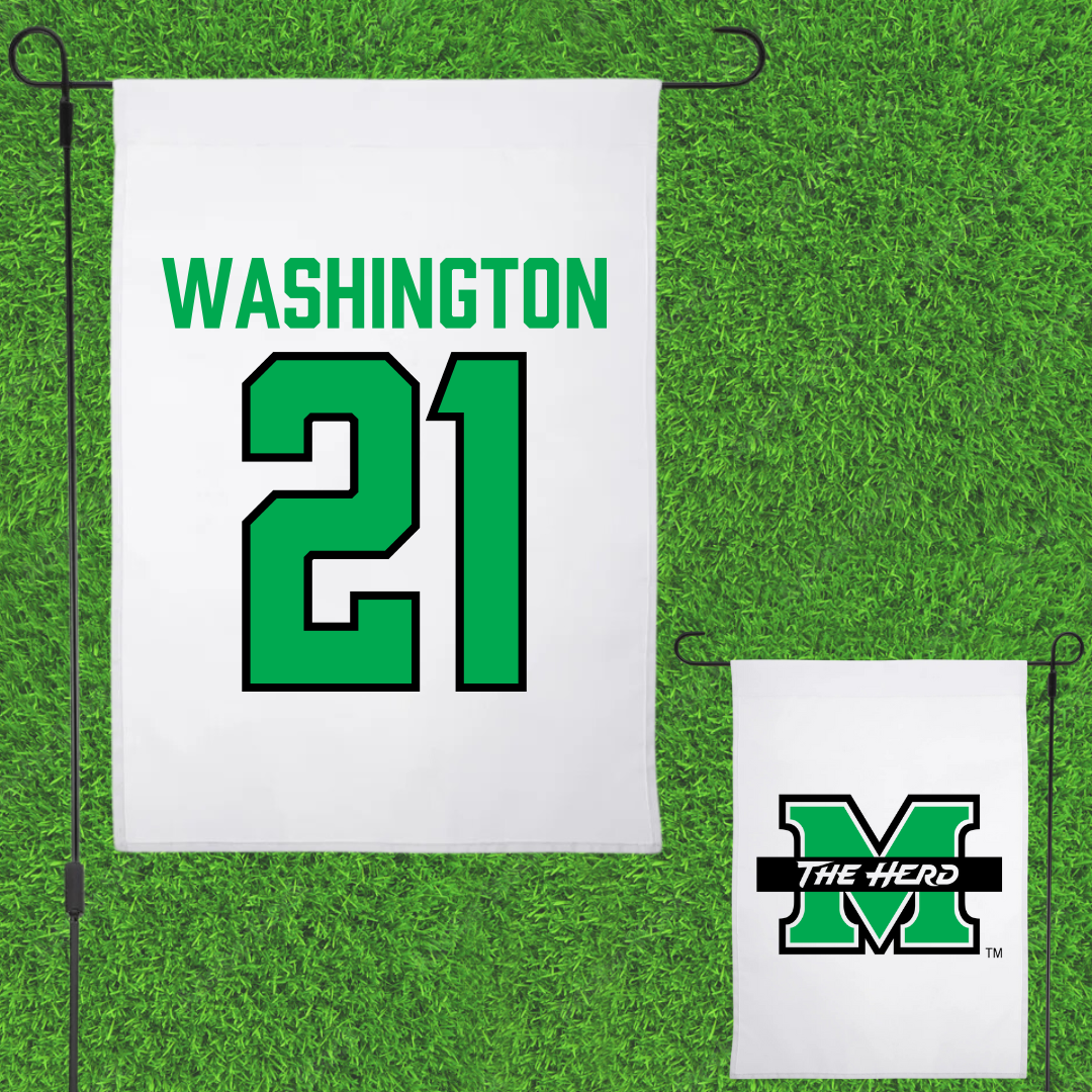 Marshall University Softball White Garden Flag - #21 Kaleea Washington