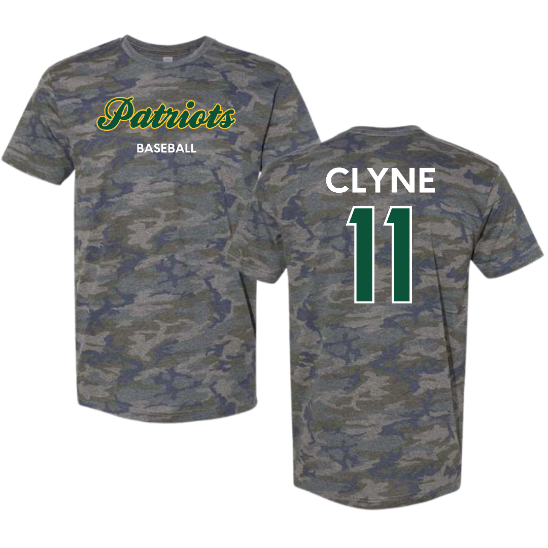 George Mason University Baseball Vintage Camo Tee - #11 Owen Clyne