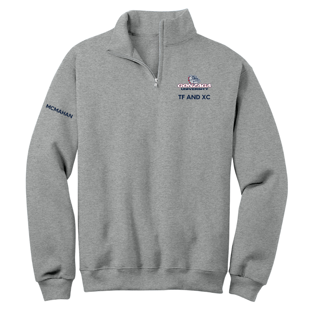 Gonzaga University TF and XC Sport Gray Quarter-Zip - Noah McMahan