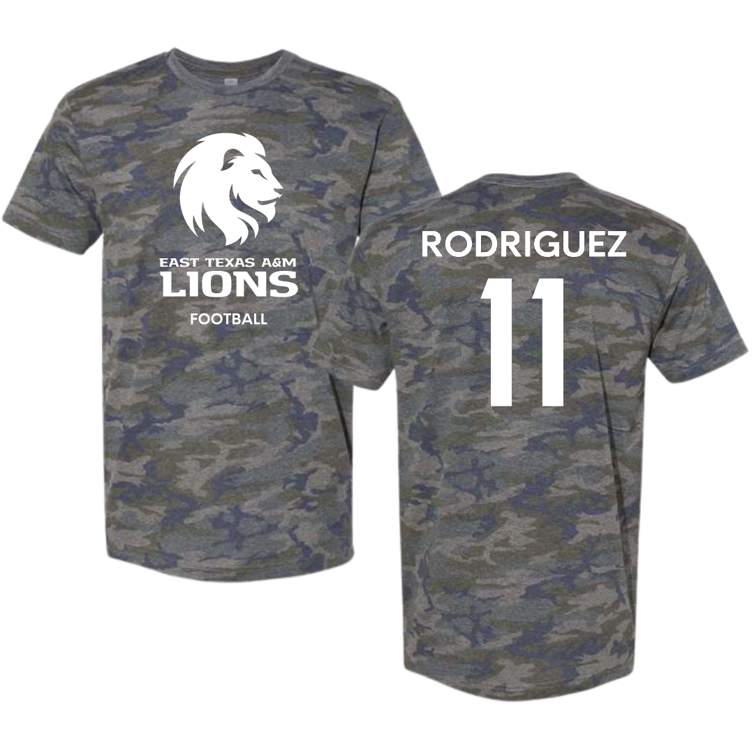 East Texas A&M University Football Vintage Camo Tee - #11 Eric Rodriguez