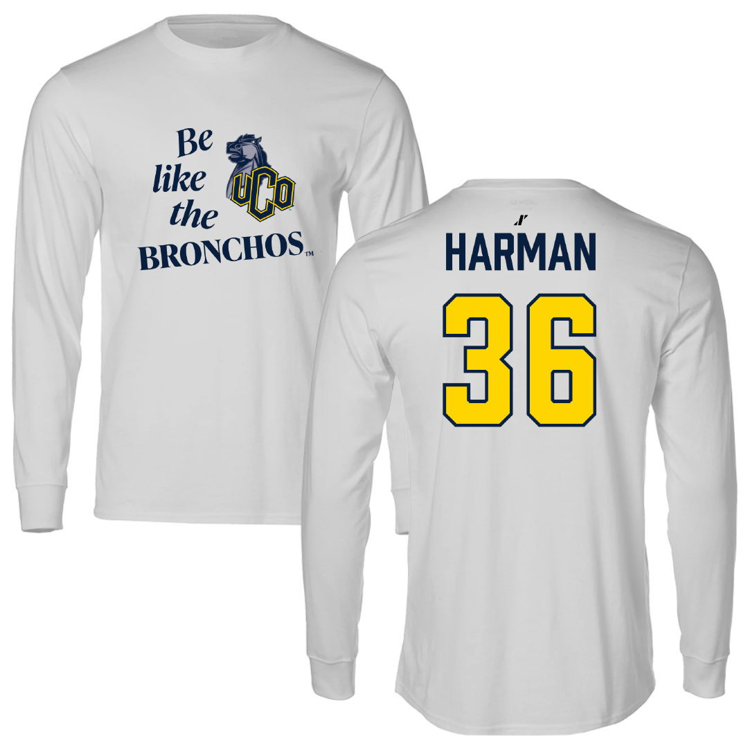 University of Central Oklahoma Football Light Gray Be Like Us Performance Long Sleeve - #36 Benjamin Harman