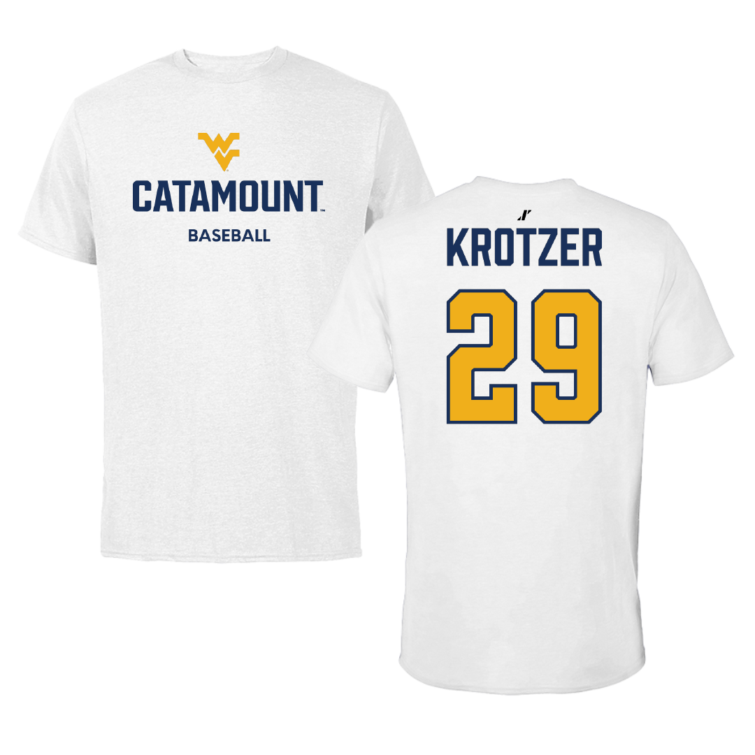 Potomac State College Baseball White Performance Tee - #29 Hunter Krotzer