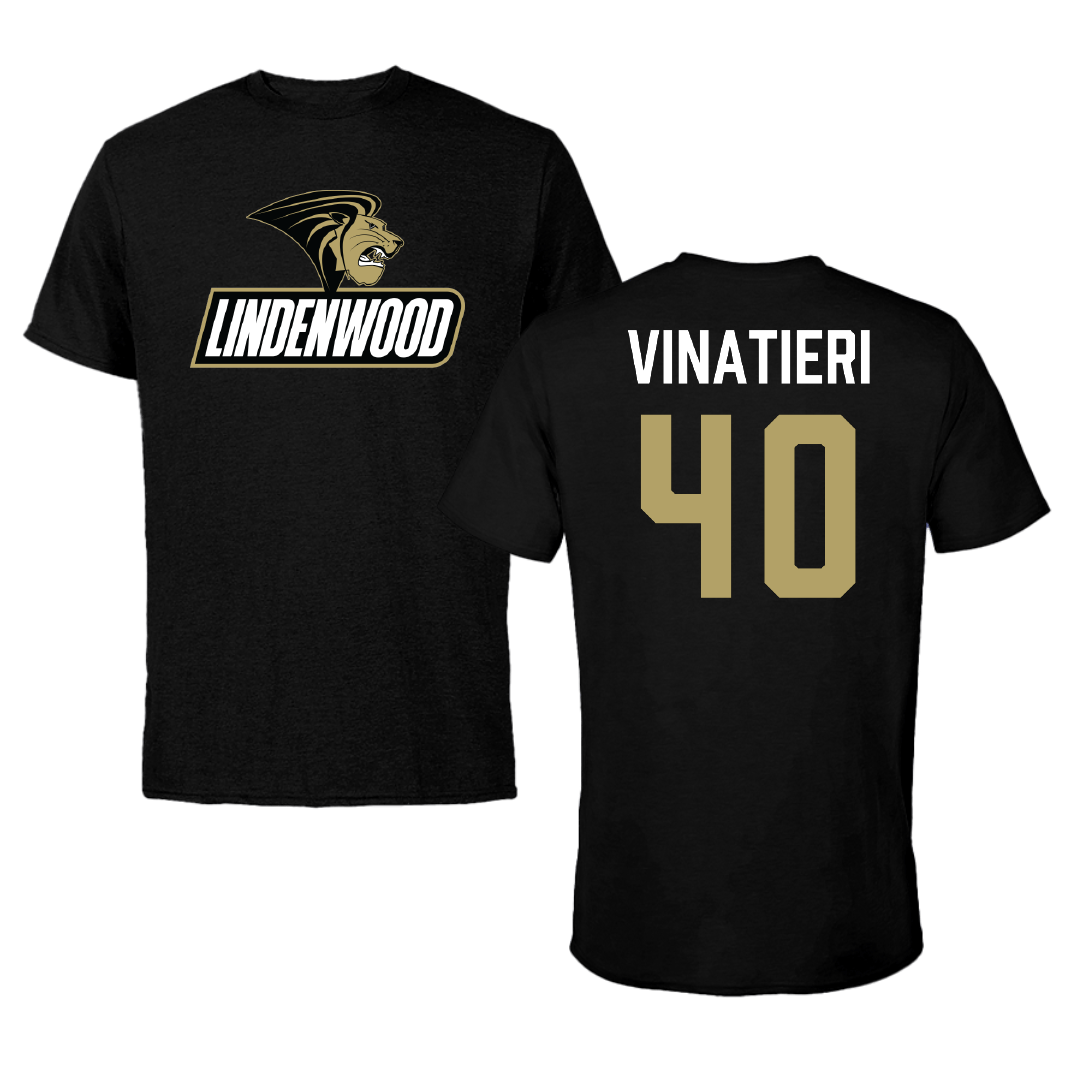 Lindenwood University Football Black Tee - #40 AJ Vinatieri
