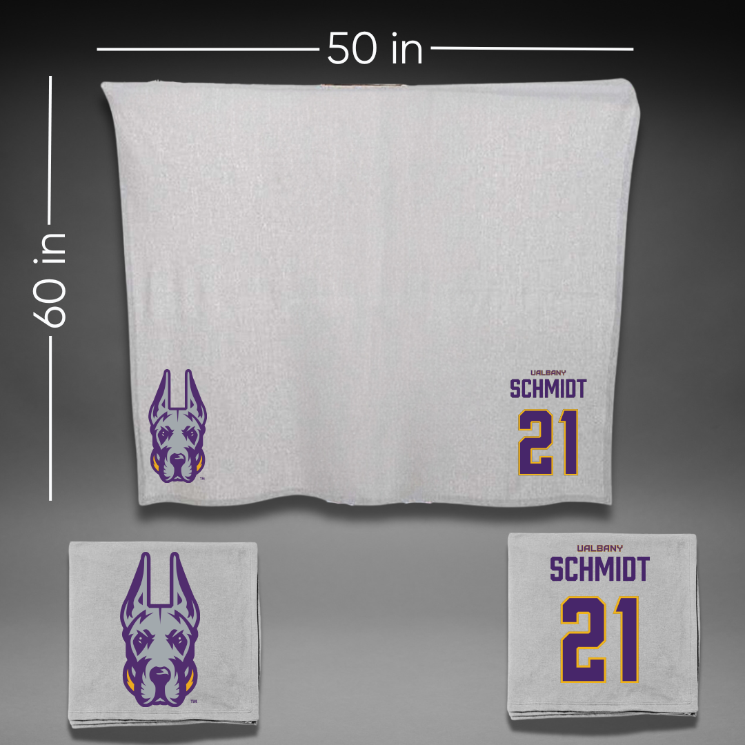University at Albany Baseball Gray Blanket - #21 Jaden Schmidt