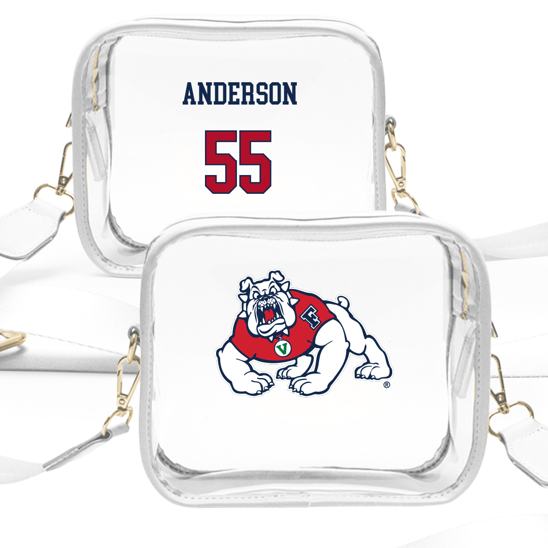 Fresno State University Baseball White Clear Stadium Bag - #55 Caleb Anderson