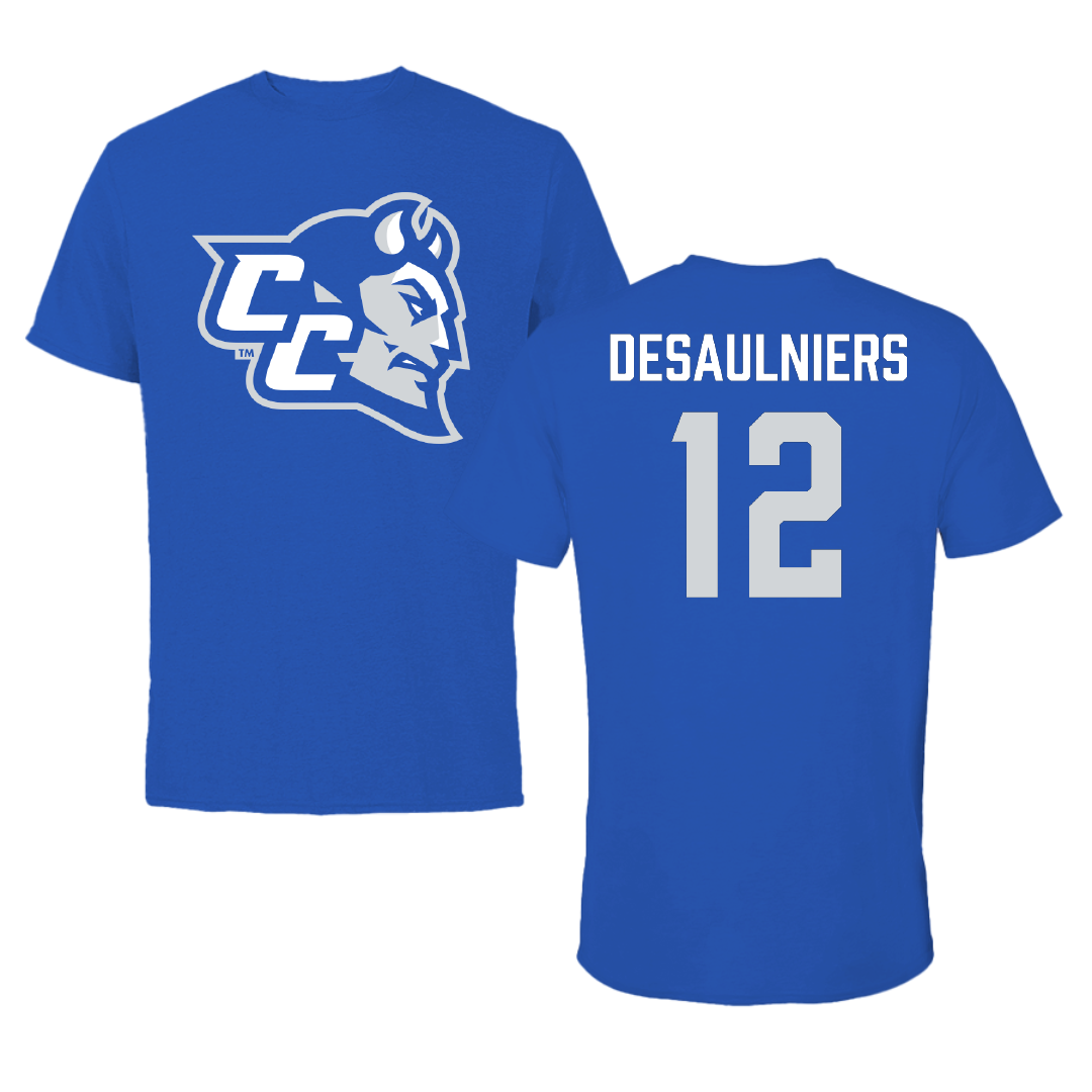 Central Connecticut State University Softball Blue Tee - #12 Ashlyn Desaulniers