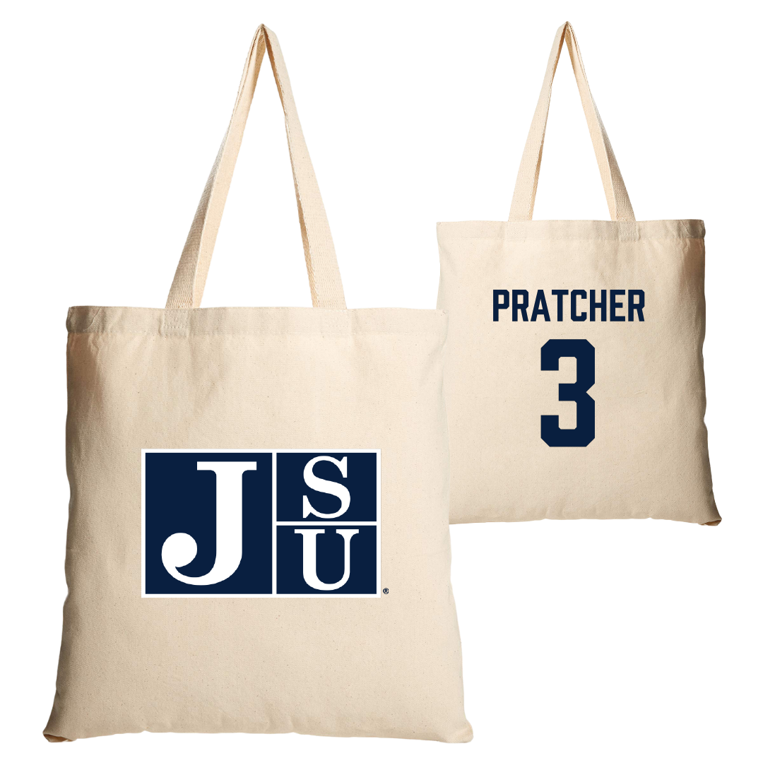 Jackson State University Basketball Tan Canvas Tote Bag - #3 Mya Pratcher