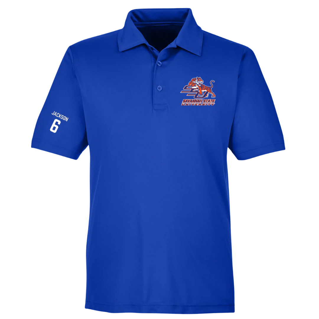 Savannah State University Football Blue Polo - #6 Marlon Jackson
