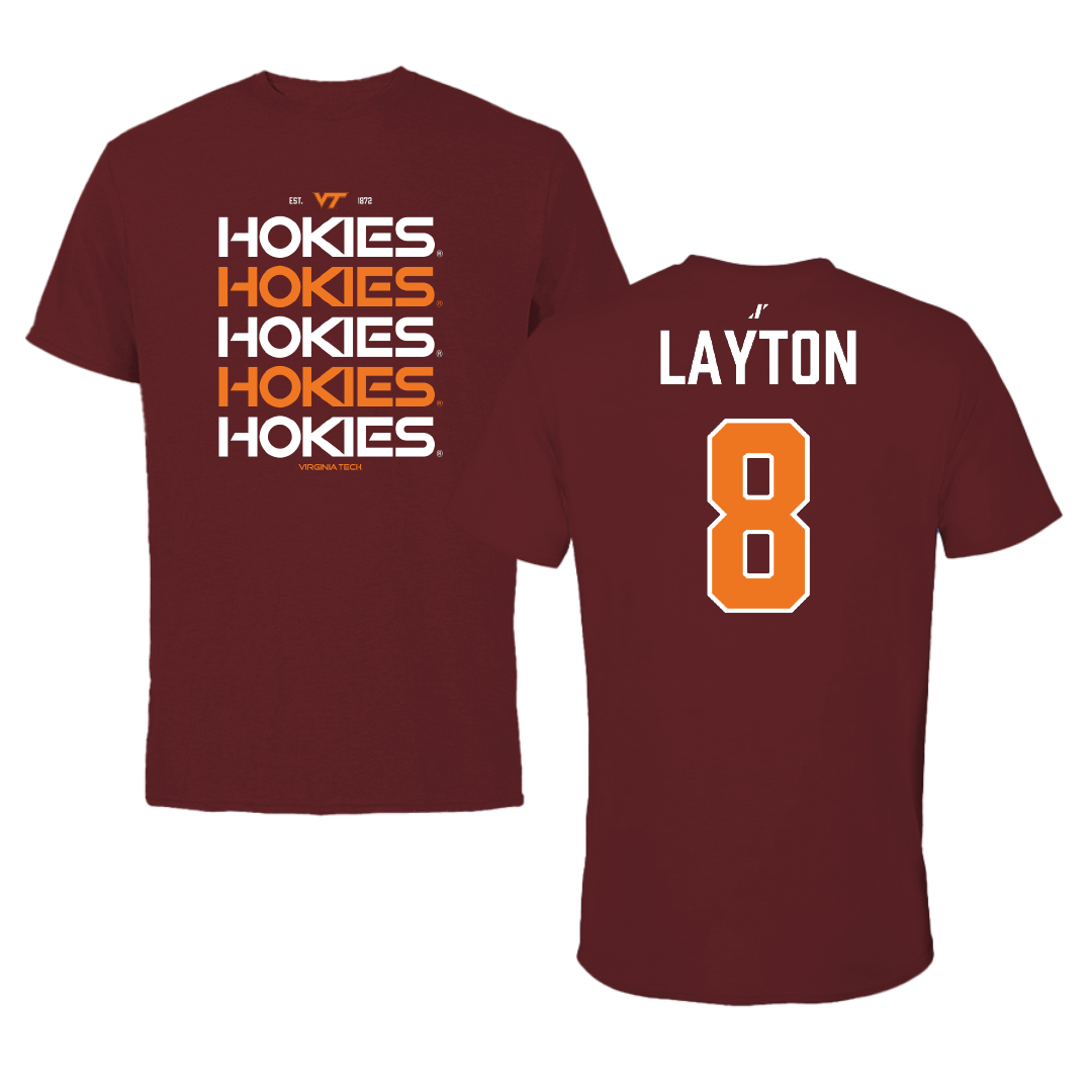 Virginia Tech Softball Maroon General Performance Tee - #8 Avery Layton