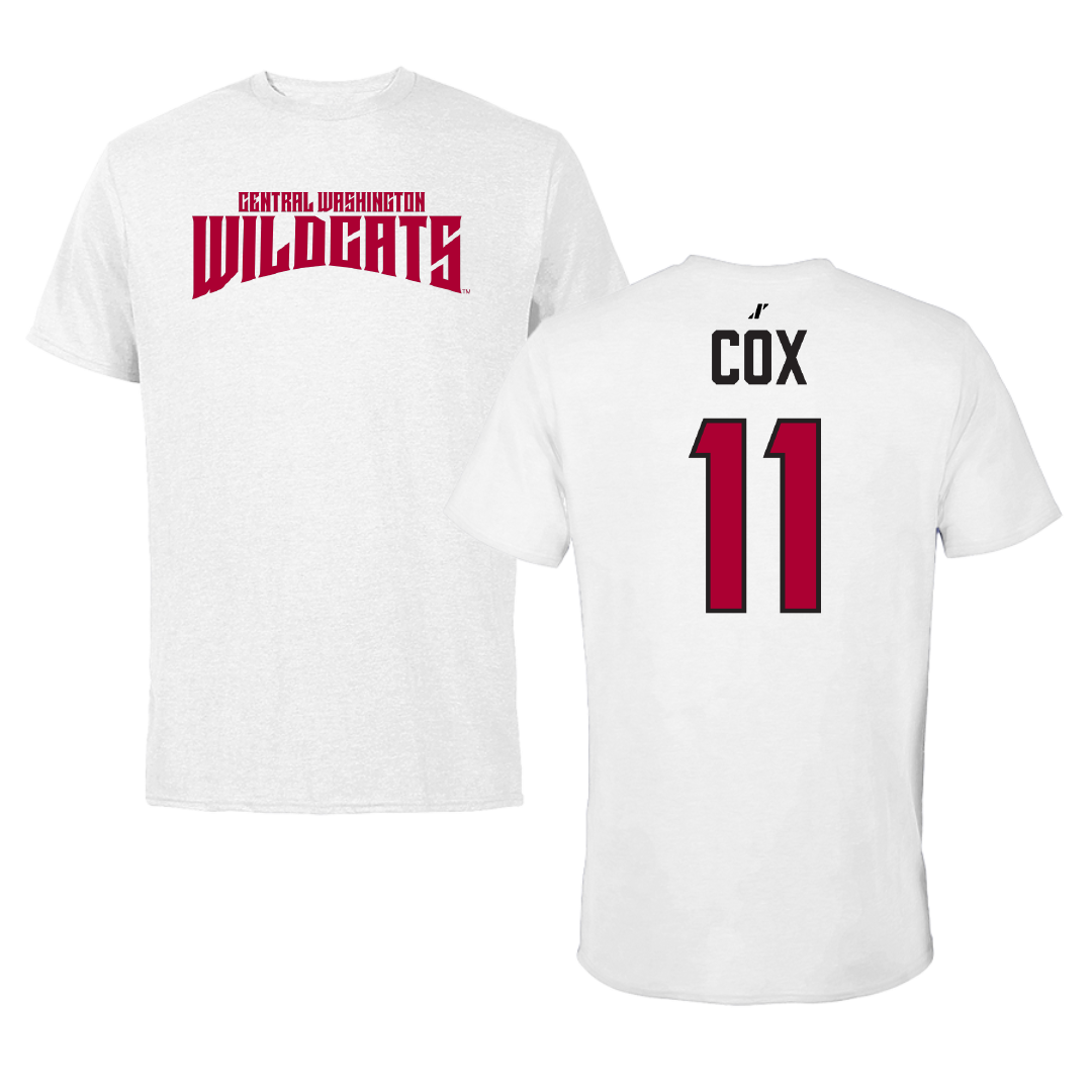 Central Washington University Volleyball White Classic Performance Tee - #11 Lacy Cox