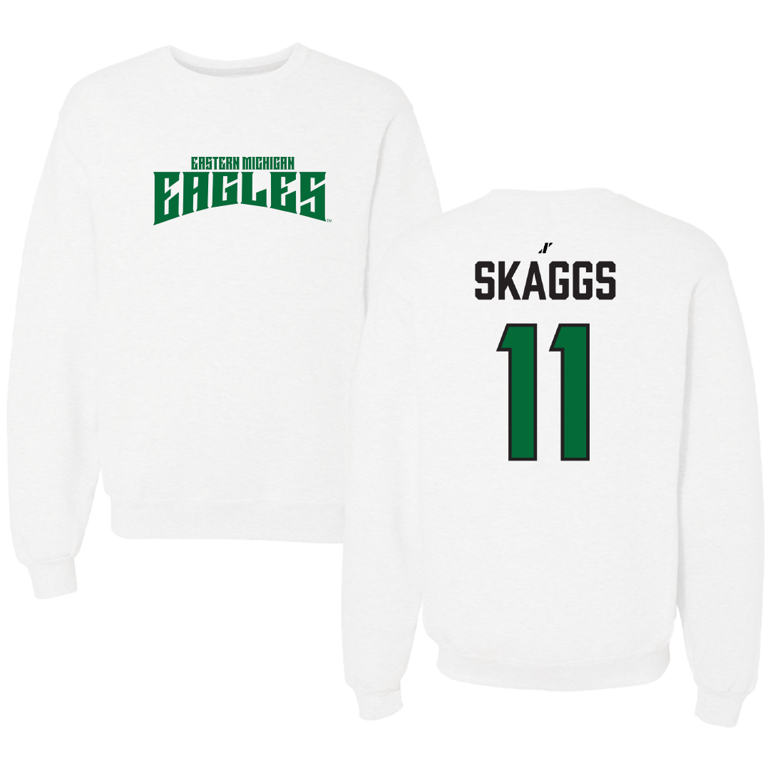 Eastern Michigan University Soccer White Classic Crewneck - #11 Ava Skaggs