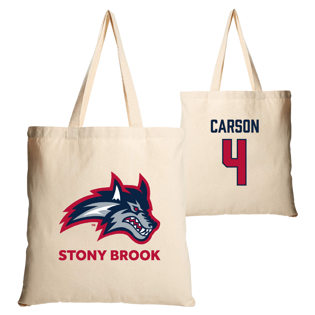 Stony Brook University Baseball Tan Canvas Tote Bag - #4 Chris Carson