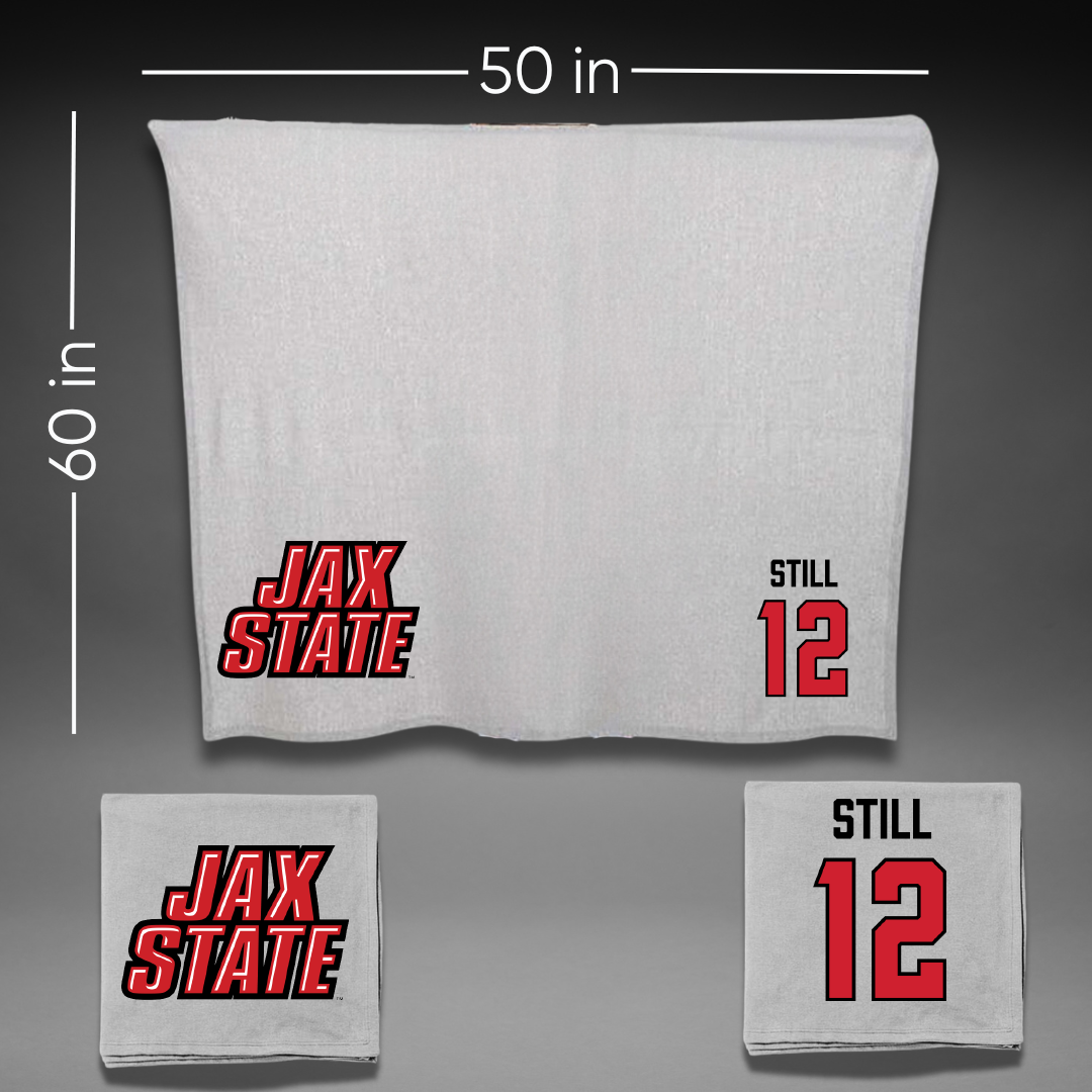 Jacksonville State University Soccer Gray Blanket - #12 Brookelyn Still