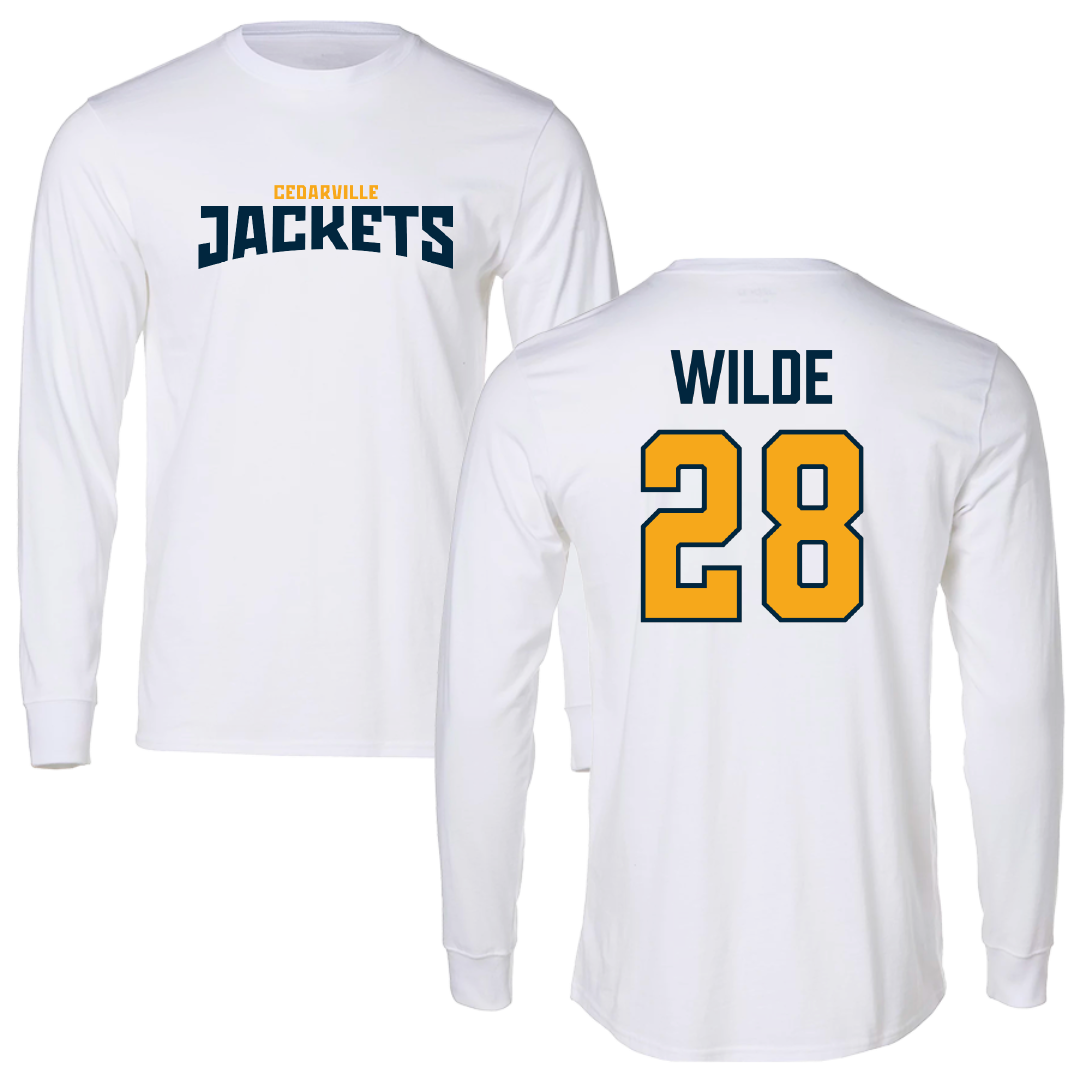 Cedarville University Baseball White Classic Long Sleeve - #28 Kaden Wilde