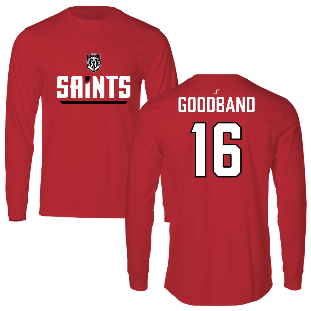 D'Youville University Baseball Red General Performance Long Sleeve - #16 Ethan Goodband