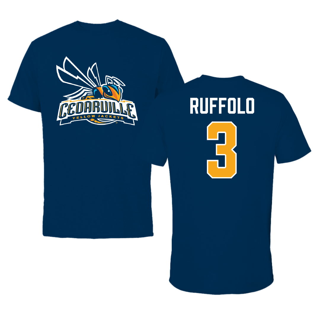 Cedarville University Basketball Navy Tee - #3 Anthony Ruffolo