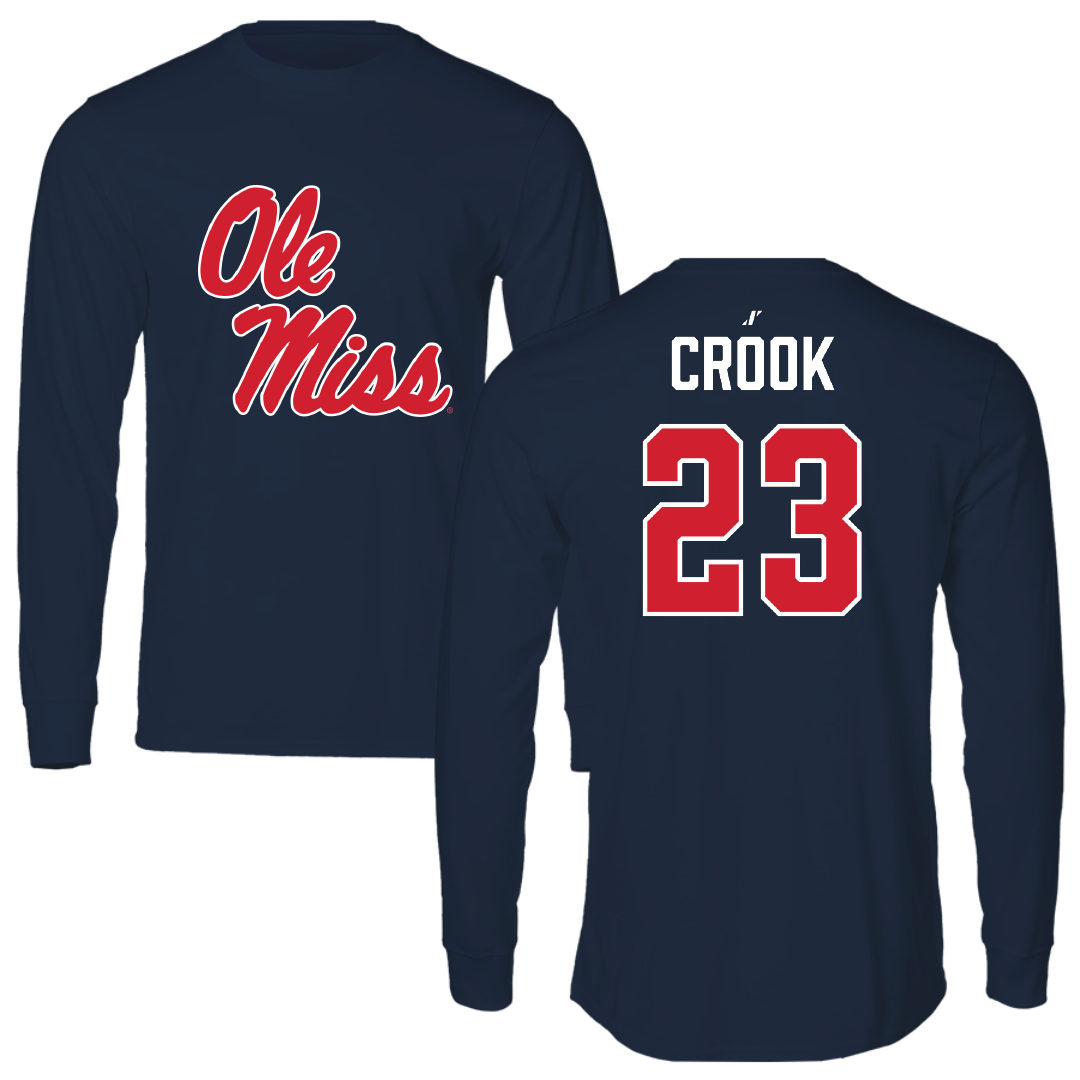 Ole Miss Volleyball (W) Navy Performance Long Sleeve - #23 Jorda Crook
