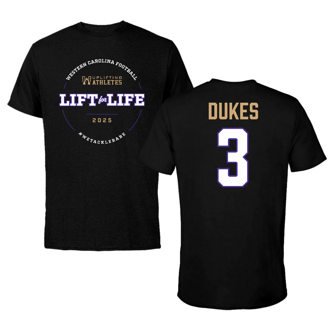 Western Carolina University Football Black Uplifting Athletes Football Performance Tee - #3 Samaurie Dukes