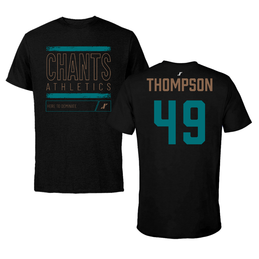 Coastal Carolina University Football Black Dominate Performance Tee - #49 Shaikh Thompson