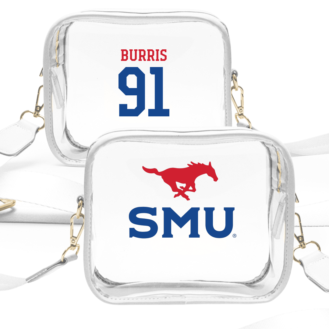 Southern Methodist University Football White Clear Stadium Bag - #91 Blake Burris