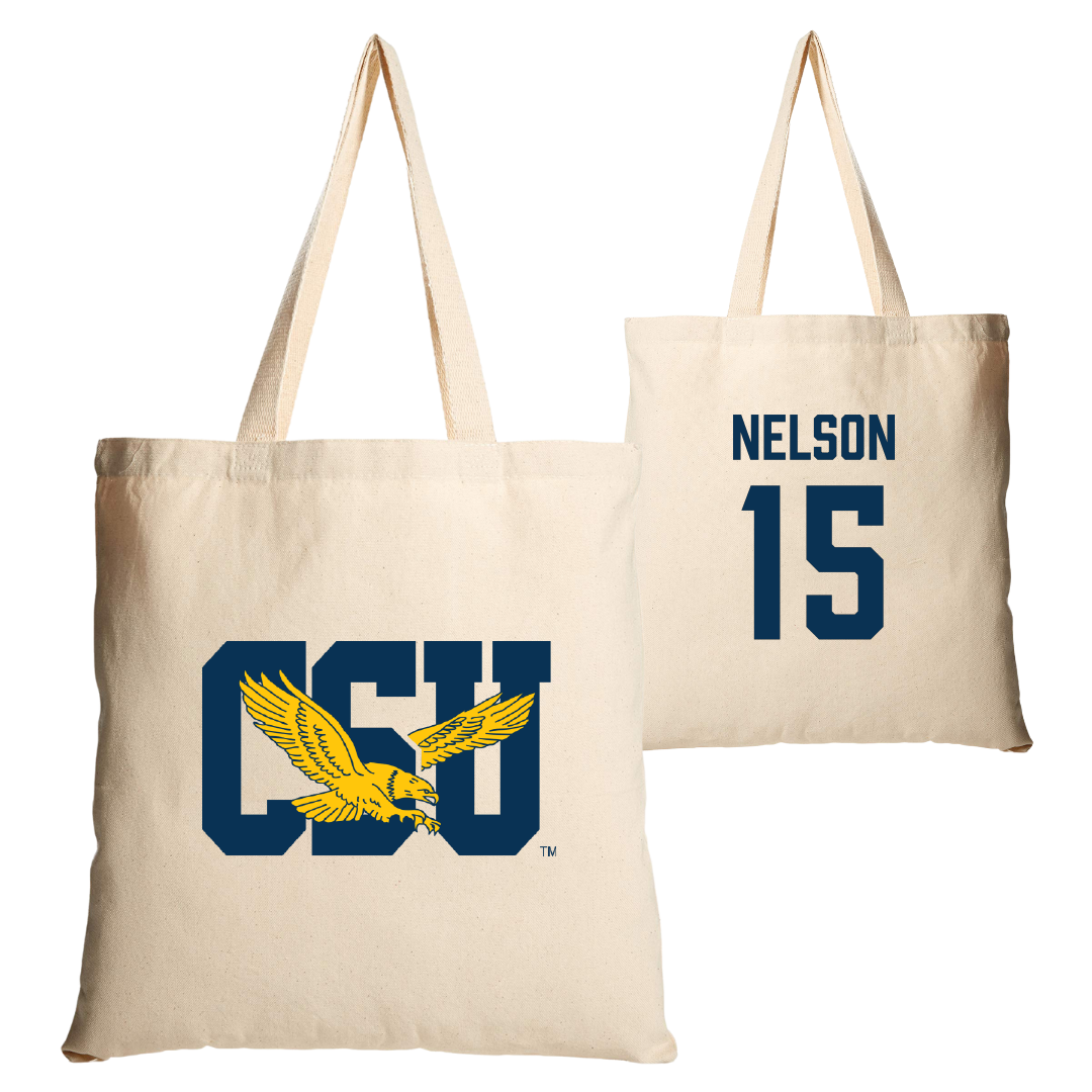 Coppin State University Basketball Tan Canvas Tote Bag - #15 Macahi Nelson