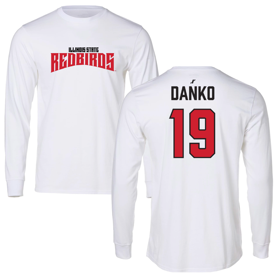 Illinois State University Baseball White Classic Performance Long Sleeve - #19 Chris Danko