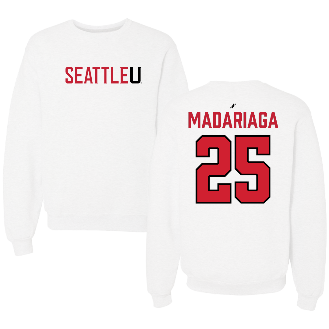 Seattle University Baseball White Crewneck - #25 Reid Madariaga