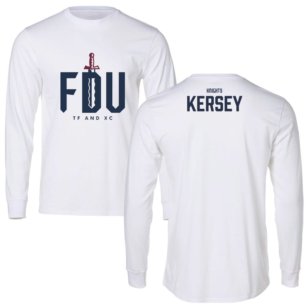 Fairleigh Dickinson University-Metropolitan Campus TF and XC White Performance Long Sleeve - Jashad Kersey