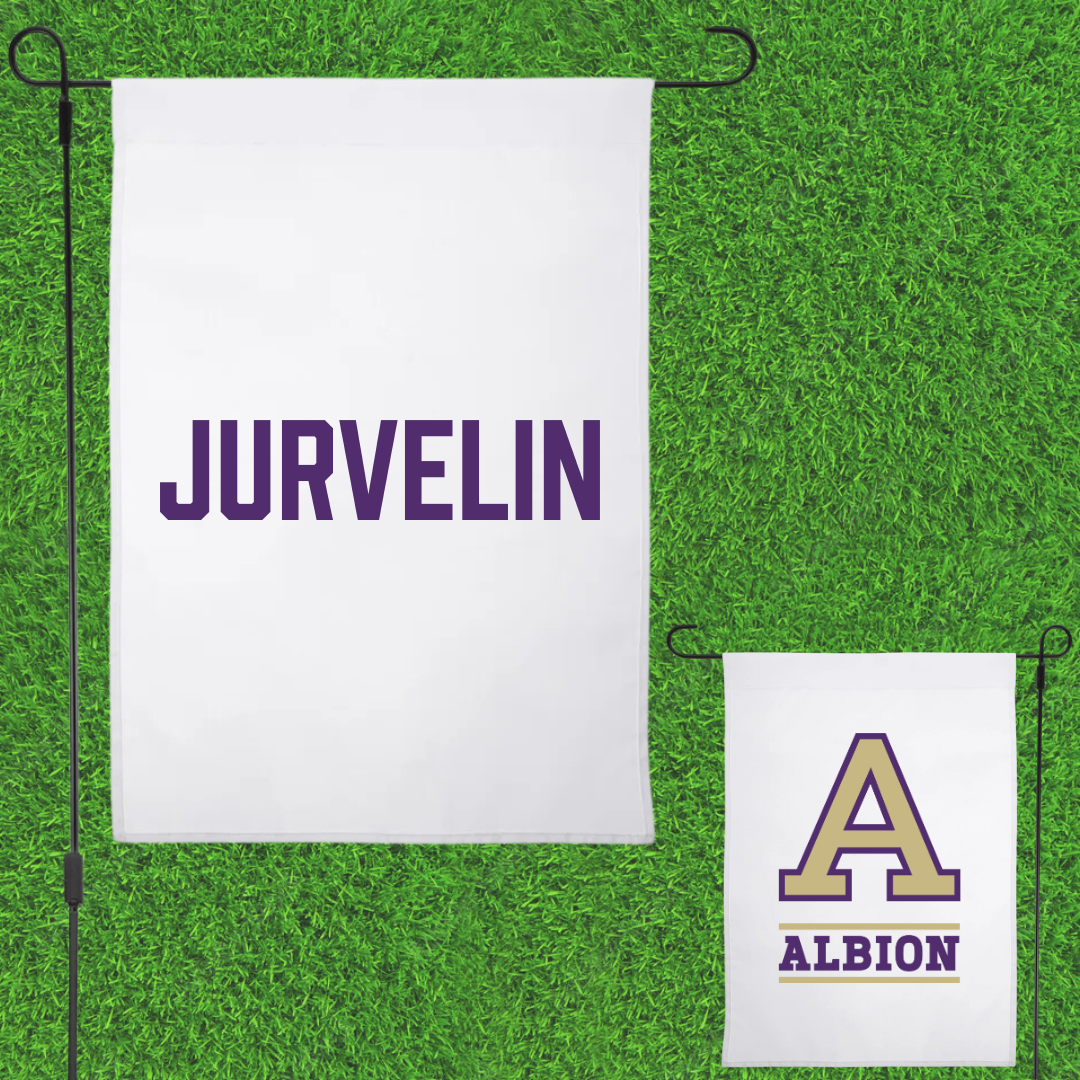Albion College Equestrian White Garden Flag - Lily Jurvelin