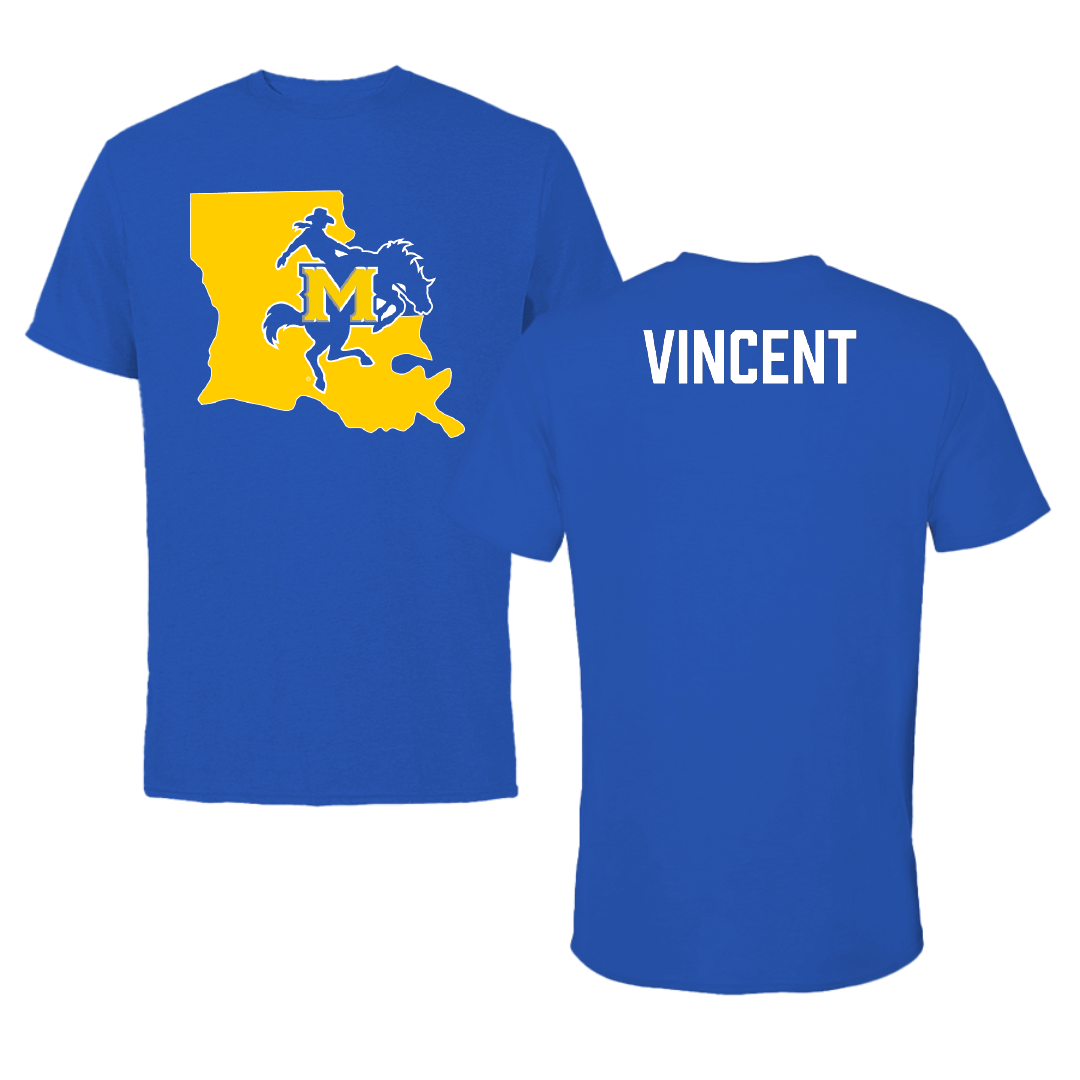 McNeese State University Cheer Blue Performance Tee - Addie Vincent