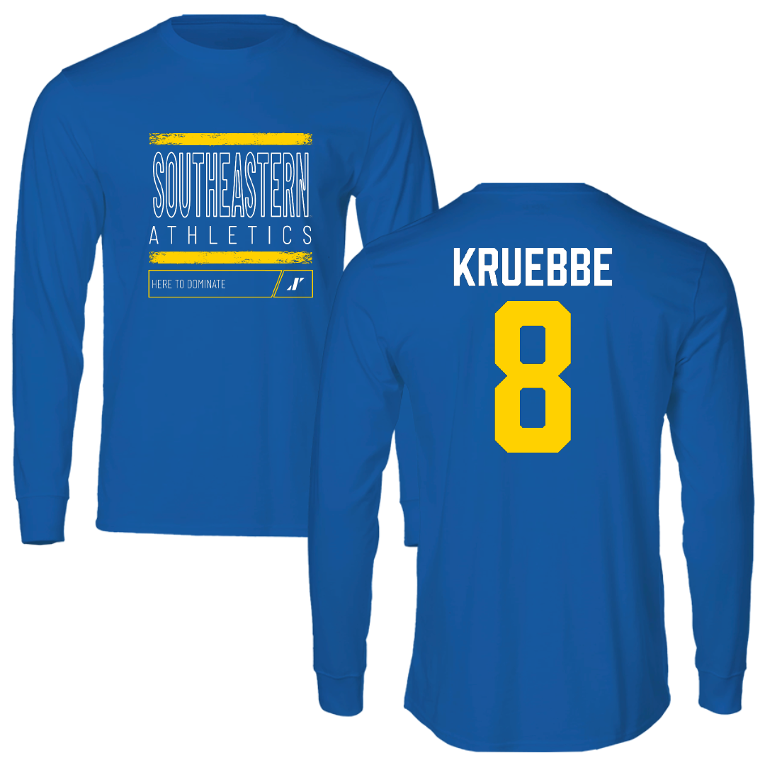 Southeastern Oklahoma State University Volleyball Blue Dominate Long Sleeve - #8 Faith Kruebbe