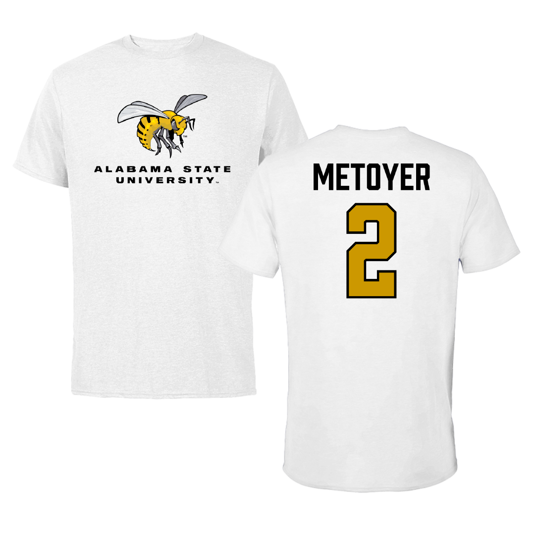 Alabama State University Volleyball (W) White Tee - #2 Brynn Metoyer