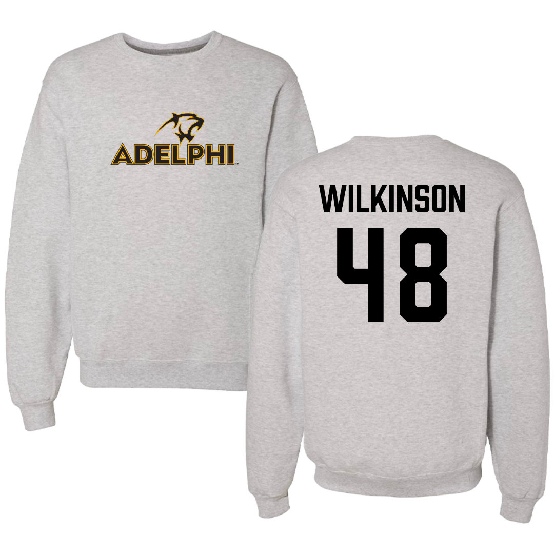 Adelphi University Baseball Gray Crewneck - #48 Justin Wilkinson