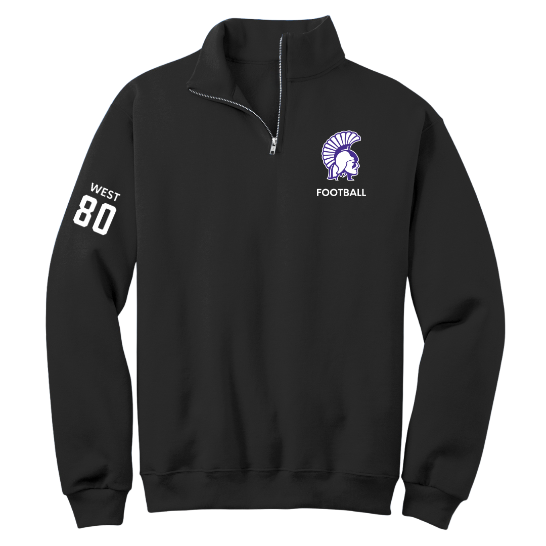 Winona State University Football Black Quarter-Zip - #80 Jaylen West