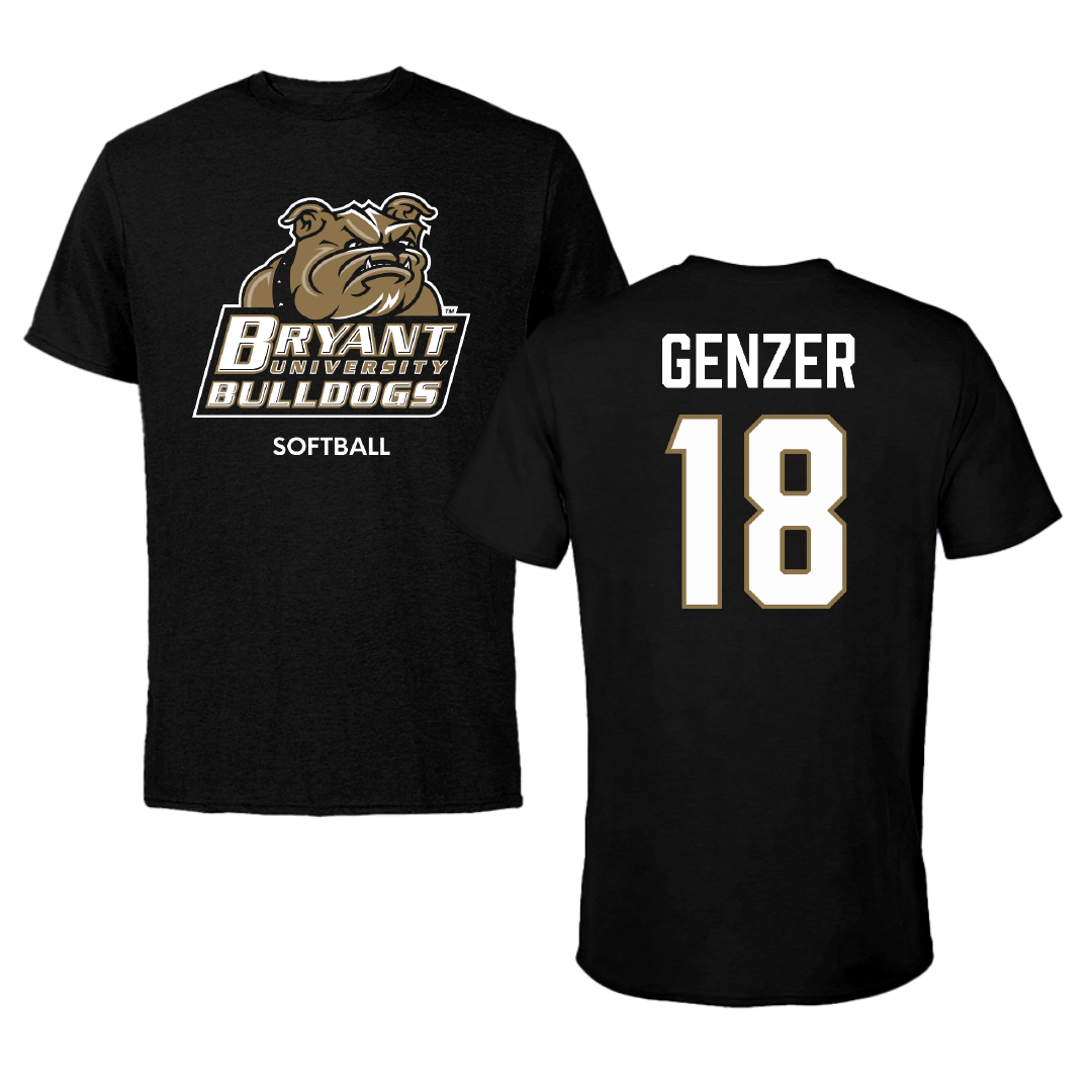 Bryant University Softball Black Performance Tee - #18 Carley Genzer