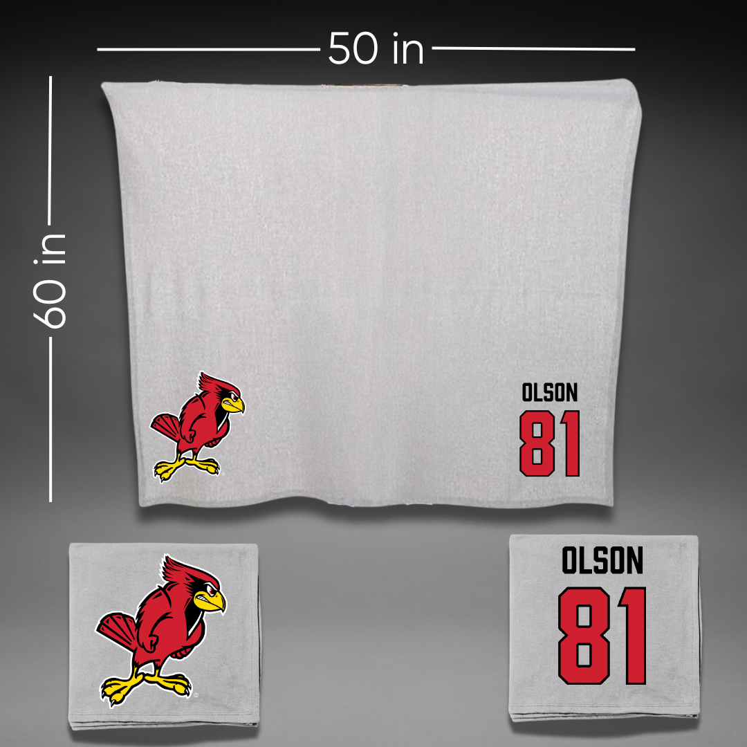 Illinois State University Football Gray Blanket - #81 Luke Olson