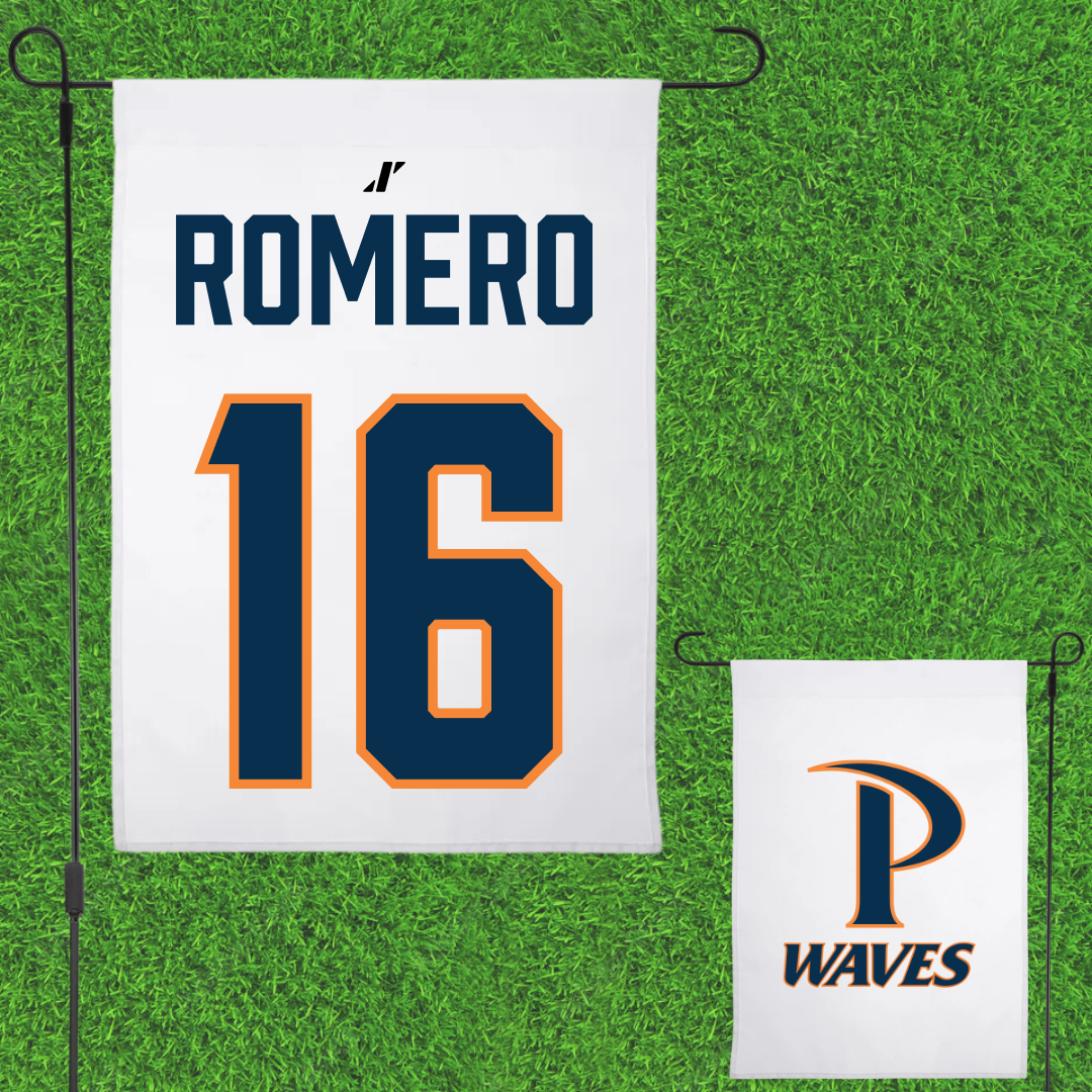 Pepperdine University Baseball White Garden Flag - #16 Shawn Romero