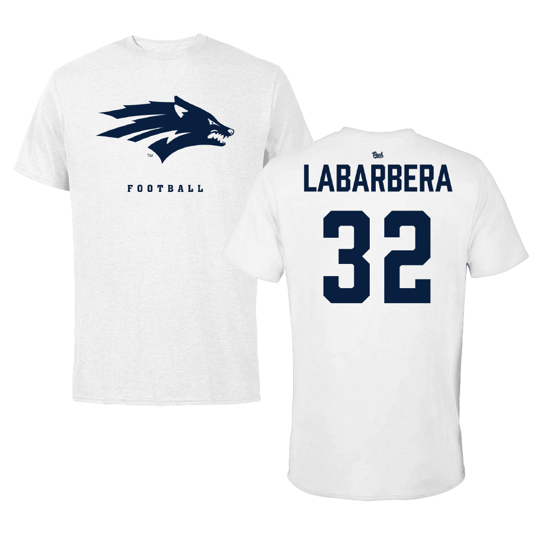 University of Nevada Football White Tee - #32 Dylan Labarbera