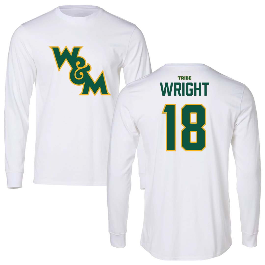 William & Mary Football White Long Sleeve - #18 Armon Wright