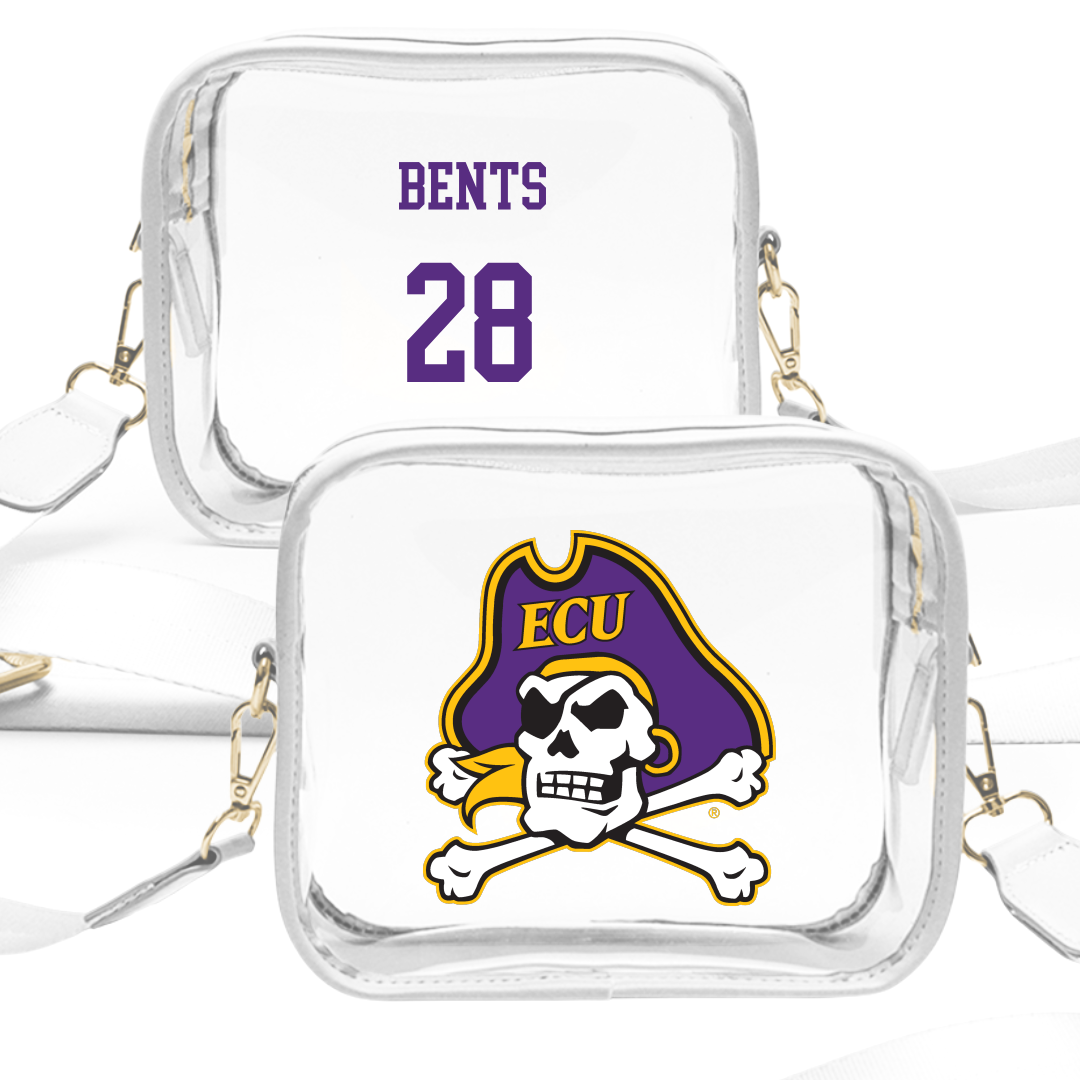 East Carolina University Soccer (W) White Clear Stadium Bag - #28 Kyleen Bents