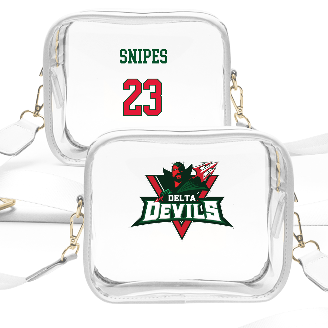 Mississippi Valley State University Baseball White Clear Stadium Bag - #23 James Snipes