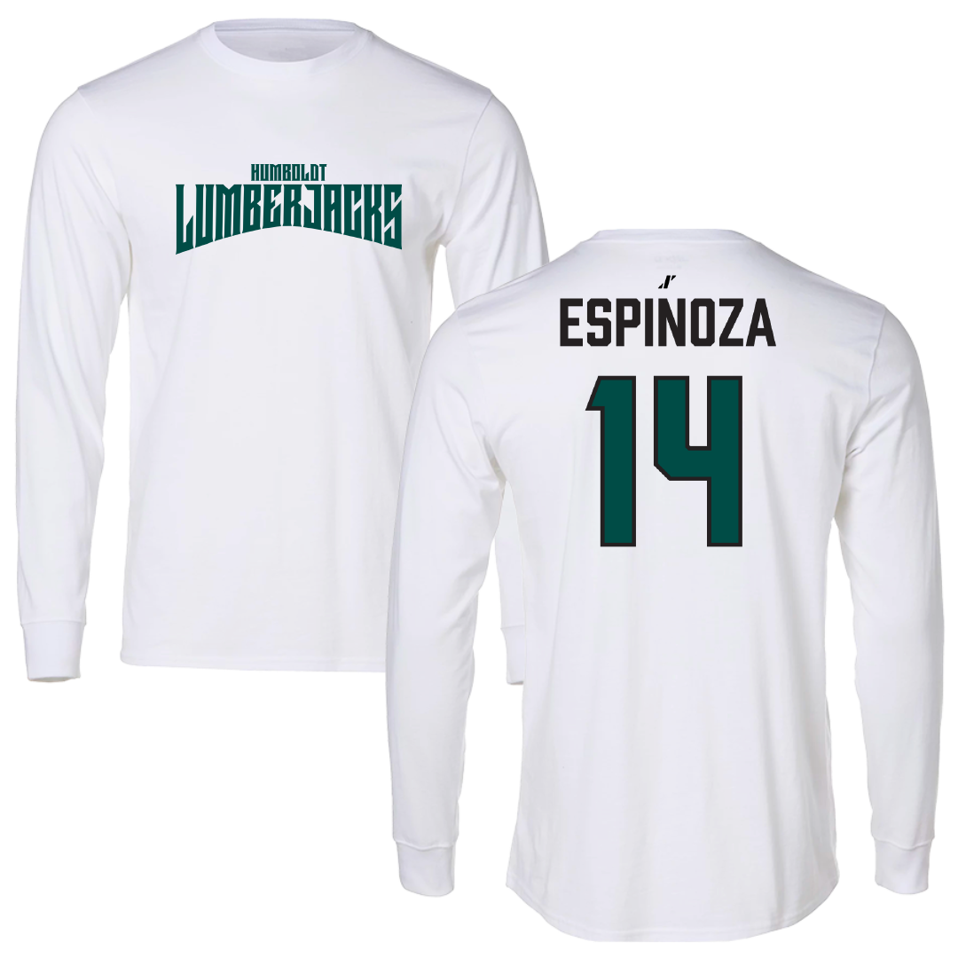 Cal Poly Humboldt Soccer White Classic Long Sleeve - #14 Elijah Espinoza