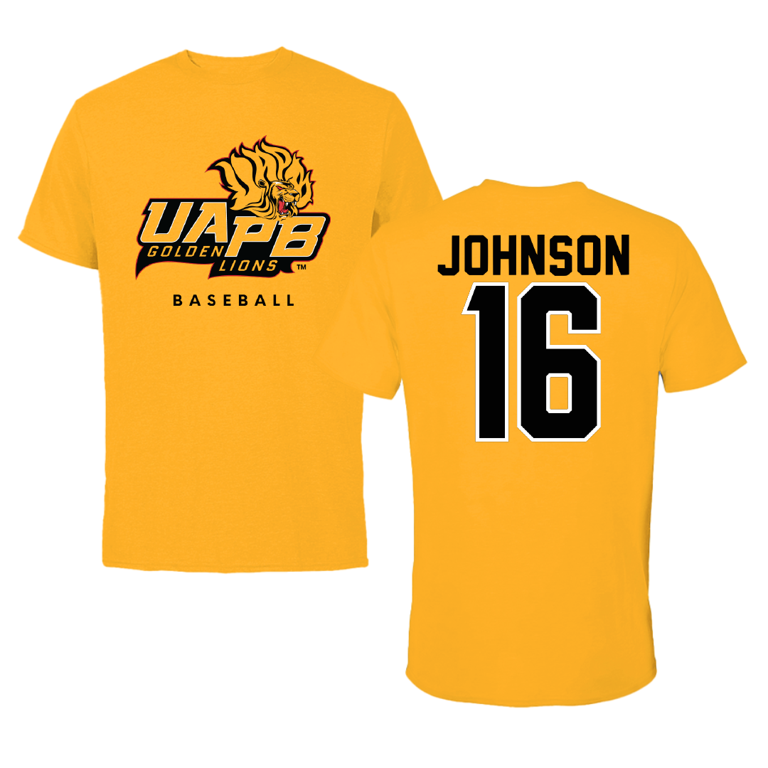University of Arkansas-Pine Bluff Baseball Gold Performance Tee - #16 Jaylon Johnson