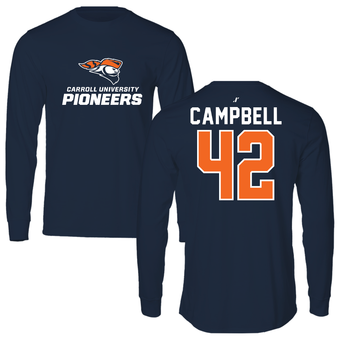 Carroll University Football Navy Long Sleeve - #42 Will Campbell