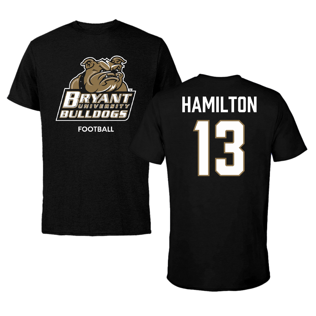 Bryant University Football Black Tee - #13 Kaden Hamilton