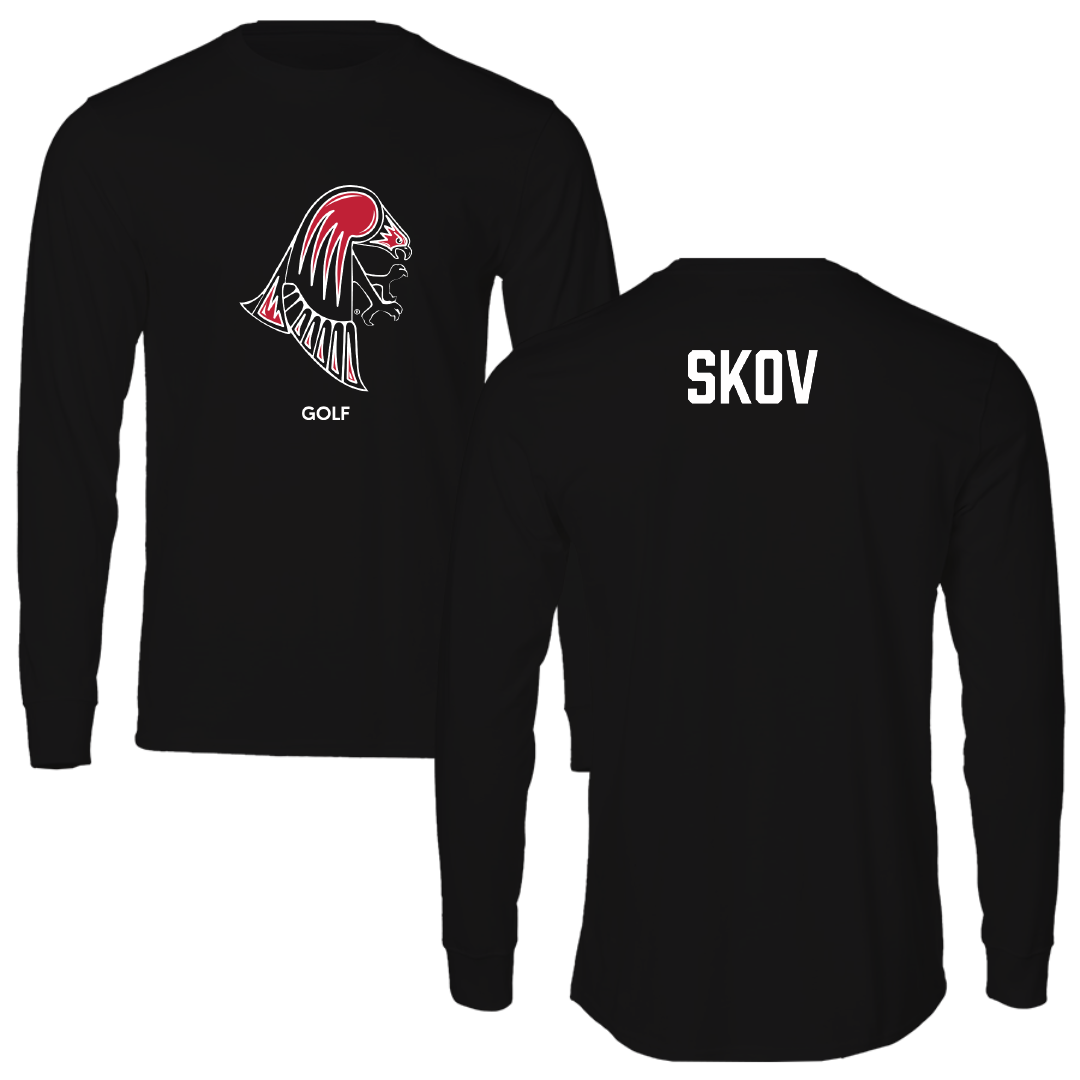 University of Wisconsin-River Falls Golf (W) Black Mascot Performance Long Sleeve - Lauren Skov