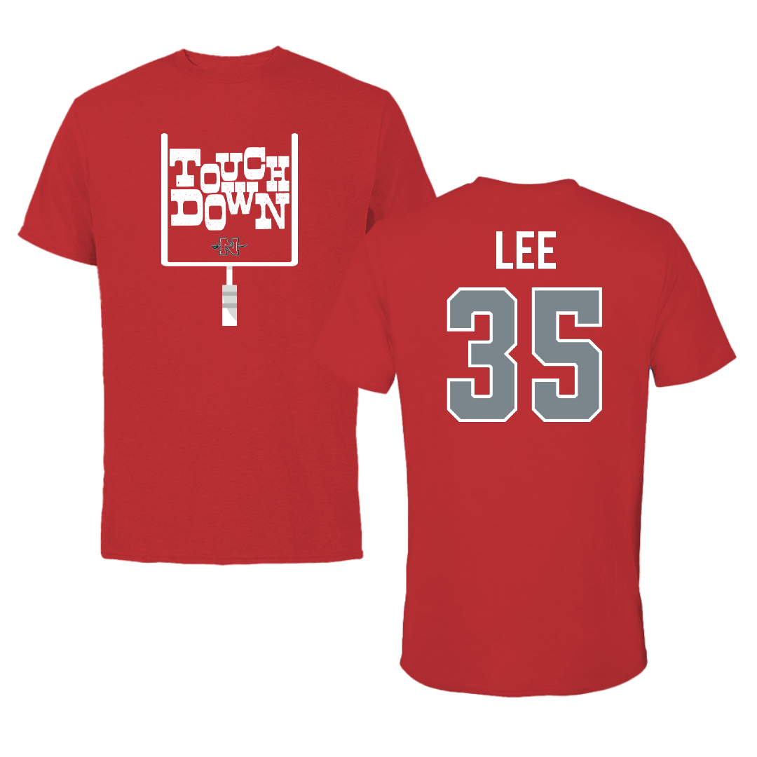 Nicholls State University Football Red Touchdown Tee - #35 Ethan Lee