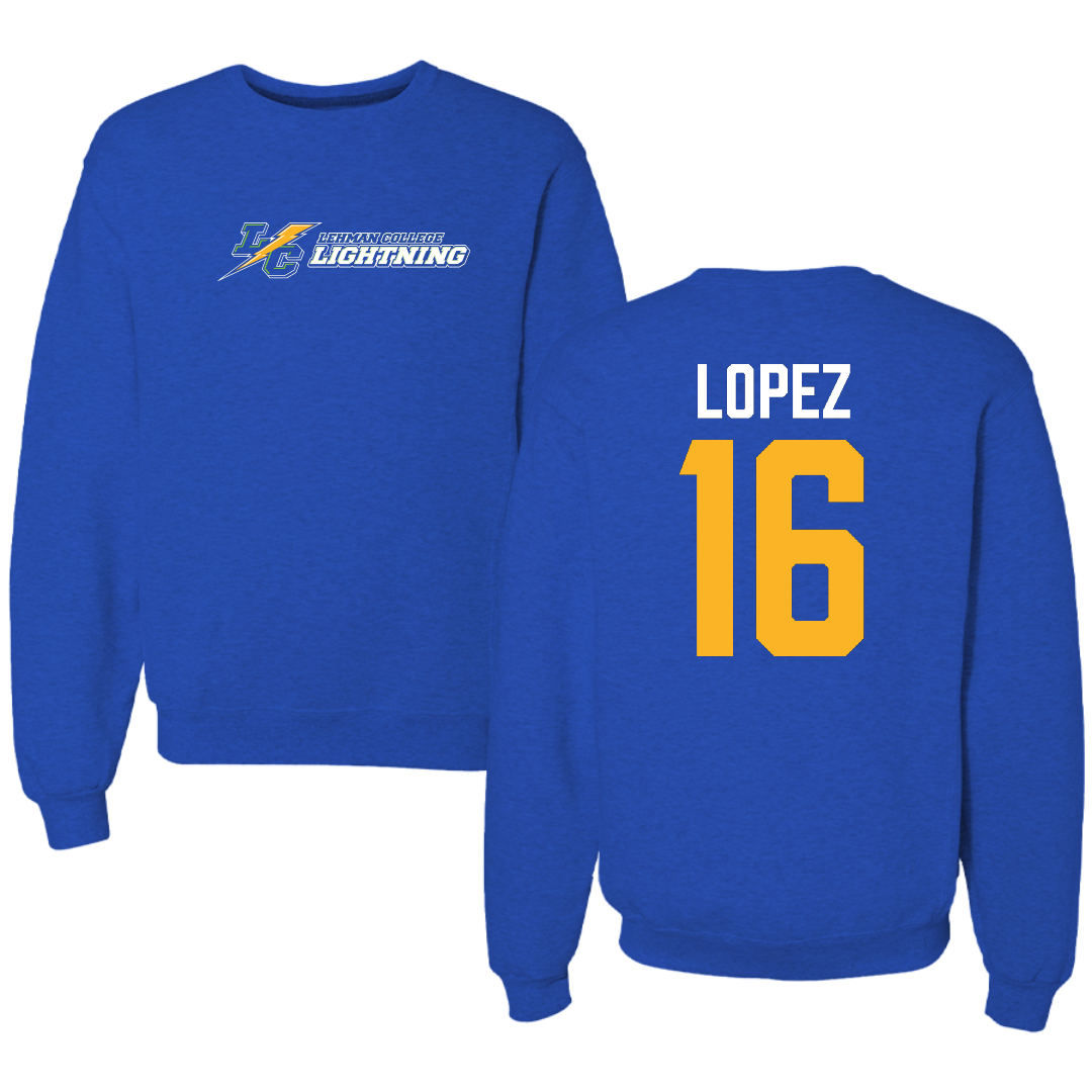 Lehman College Softball Blue Lightning Crewneck - #16 Crystal Lopez