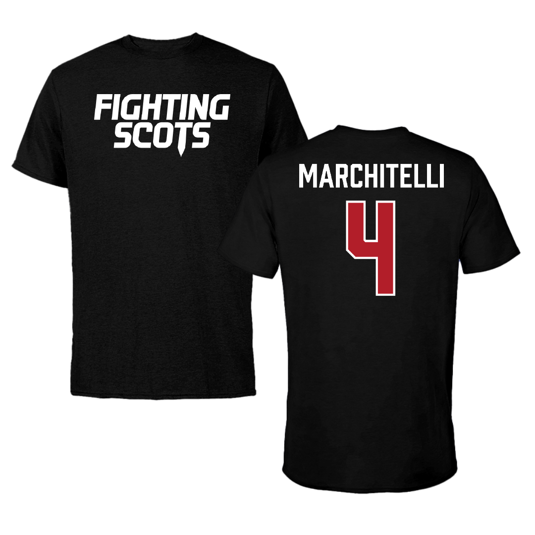 PennWest Edinboro Football Black Tee - #4 Nico Marchitelli