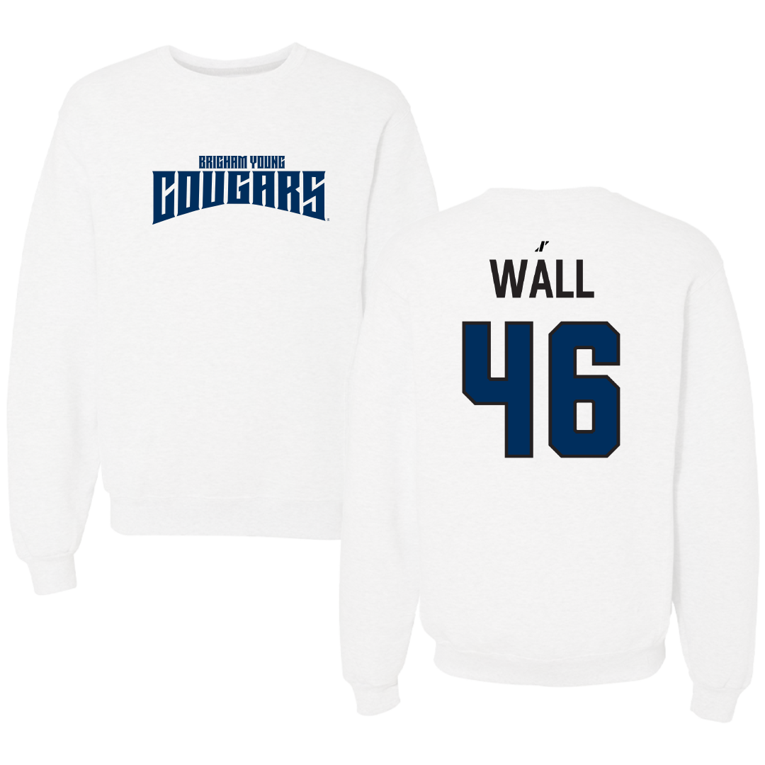 Brigham Young University Football White Classic Crewneck - #46 Kendal Wall